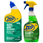 Zep acidic toilet bowl cleaner front label showing brand and clear use benefits