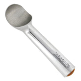 Zeroll front view showing silver one-piece scoop, durable build and easy handling