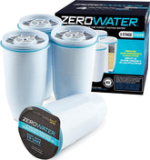 ZeroWater front packaging showing 4-pack and benefits for purer drinking water