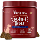 Zesty Paws front label of bison 90ct tub showing supplement benefits