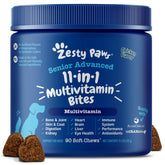 Zesty Paws front packaging showing 90-count jar and benefits