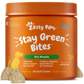 Zesty Paws stay green bites front label showing product and benefit for lawn spots
