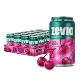 Zevia black cherry front can showing label and clear soda benefit