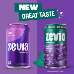 Zevia grape bubbles up-close demonstrating crisp carbonation and refreshment