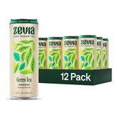 Zevia front-packaging of twelve 12 oz cans showing brand and label benefits