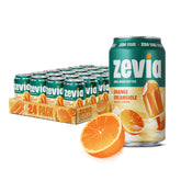 Zevia front packaging showing cans and branding with clear benefits