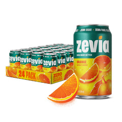 Zevia front packaging showing 24-pack, convenient storage benefit