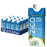 ZICO front packaging showing twelve bottles and convenient grab-and-go benefit