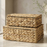 ZICOTO front view of both hyacinth boxes showing tidy shelf benefit