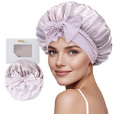 ZIMASILK purple bonnet front view showing smooth silk finish and protective benefit