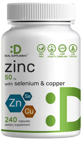Zinc Picolinate 50mg front bottle view showing label and eight-month supply benefit