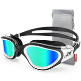 ZIONOR front view showing polarized mirror gold lenses and snug fit benefit