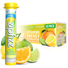 Zipfizz front packaging showing citrus tubes and benefits