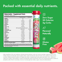 Zipfizz watermelon single tube close-up highlighting portable packet and easy use