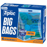 Ziploc Big Bags front packaging showing quantity and size, easy storage benefit