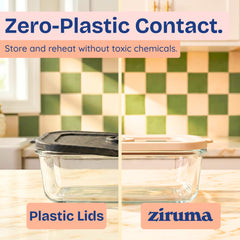 Ziruma top view filled with meal for easy portioning and reheating