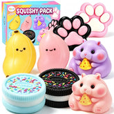 ZiZa front packaging showing eight colorful squishy toys and gift-ready box