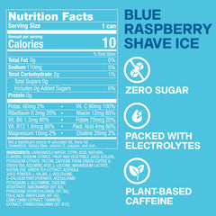 ZOA side label with ingredient highlights and clear plant-caffeine benefits