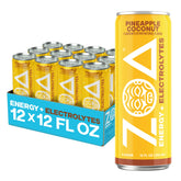 ZOA front packaging showing pineapple coconut cans and bright branding for easy grab-and-go