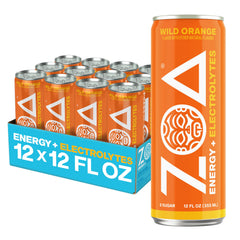 ZOA wild orange 12-pack front view showing can design and branding for quick identification and appeal