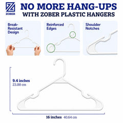 ZOBER hanger holding shirt and pants demonstrating sturdy support