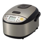 Zojirushi front view stainless steel cooker showing compact design and easy portability