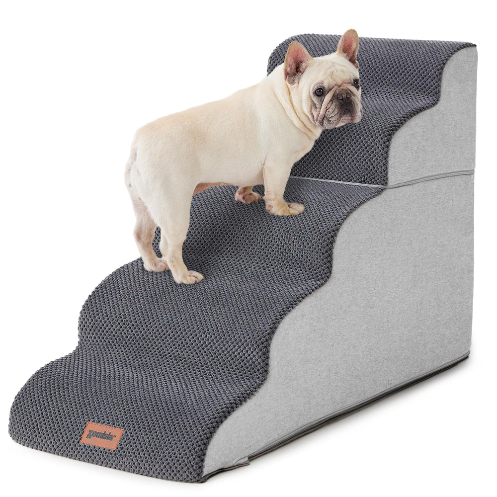 ZOMISIA front view of 5-step dog stairs showing stability and access