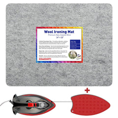 ZOMONETI front view pressing mat showing full 14x18 surface and portability benefit