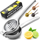 Zulay Kitchen squeezer front view showing sturdy stainless steel design and compact profile for durability
