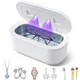ZYREX front view of ultrasonic cleaner showing compact design and controls, convenient for travel