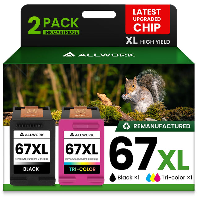 ALLWORK 67XL Ink Cartridges Compatible with HP — Black & Color 2-Pack, High-Yiel — Office & School at Kelorix