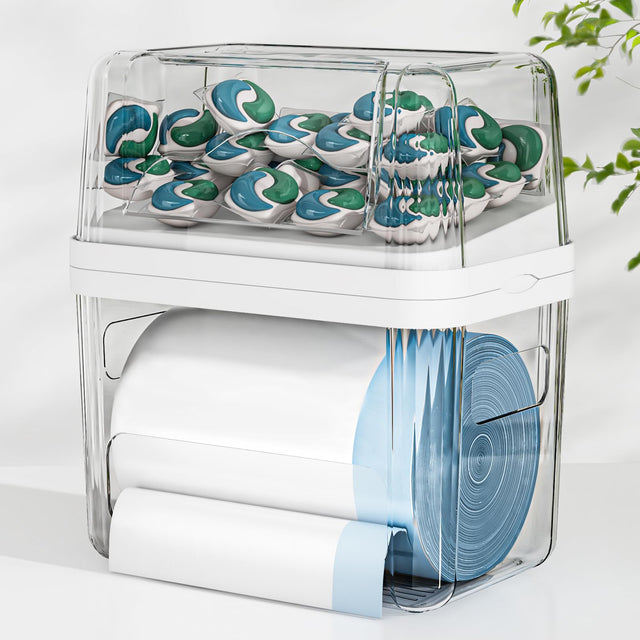 FELIZHOUSE 2-in-1 Trash Bag Holder & Pods Container — Compact Under-Sink Organiz — Storage & Organization at Kelorix