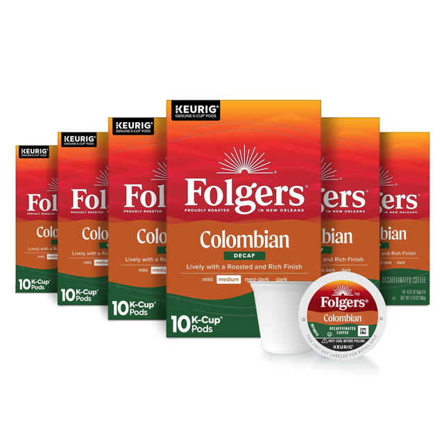 Folgers Colombian Decaf K-Cup Pods 60 ct — Medium Roast, Keurig-Compatible, Brig — Coffee at Kelorix
