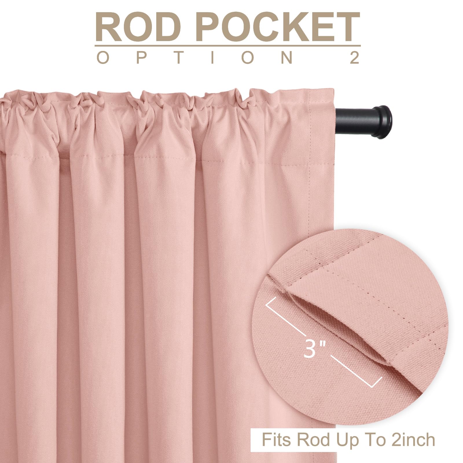 100% Blackout Shield top detail showing rod pocket and back tabs for flexible installation