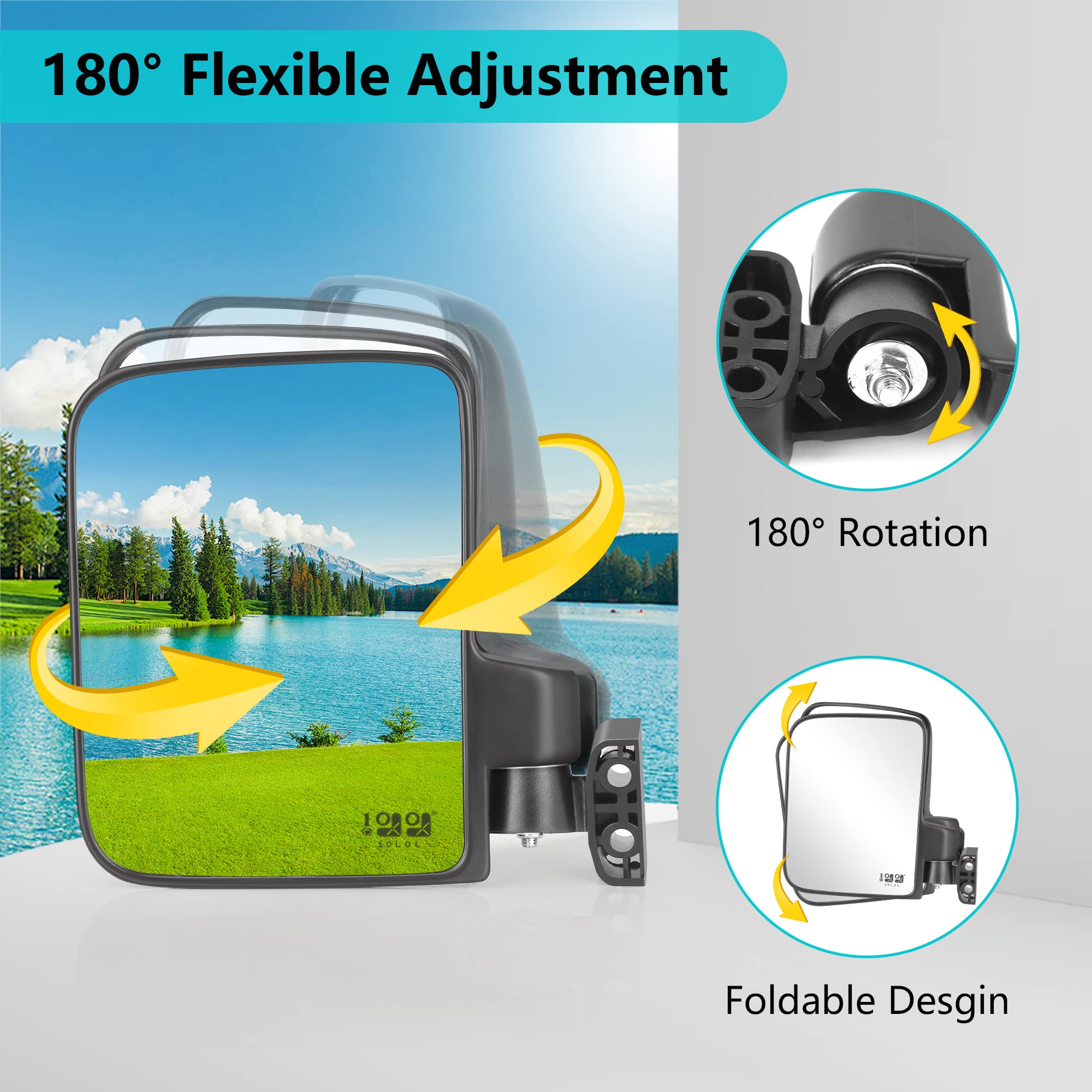 10L0L mirror next to ruler showing compact size and fit