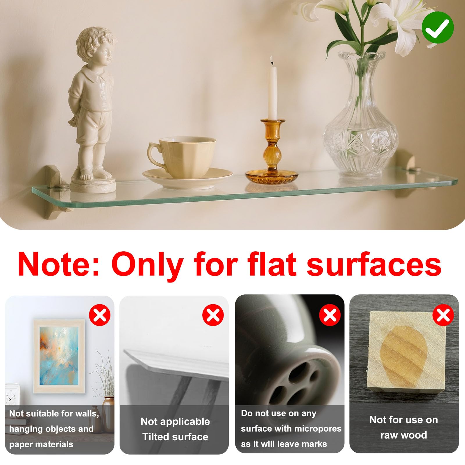 1DFAUL gel adhering to glass surface illustrating firm, invisible hold