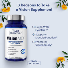 1MD VisionMD softgel close-up highlighting smooth texture for easy swallowing