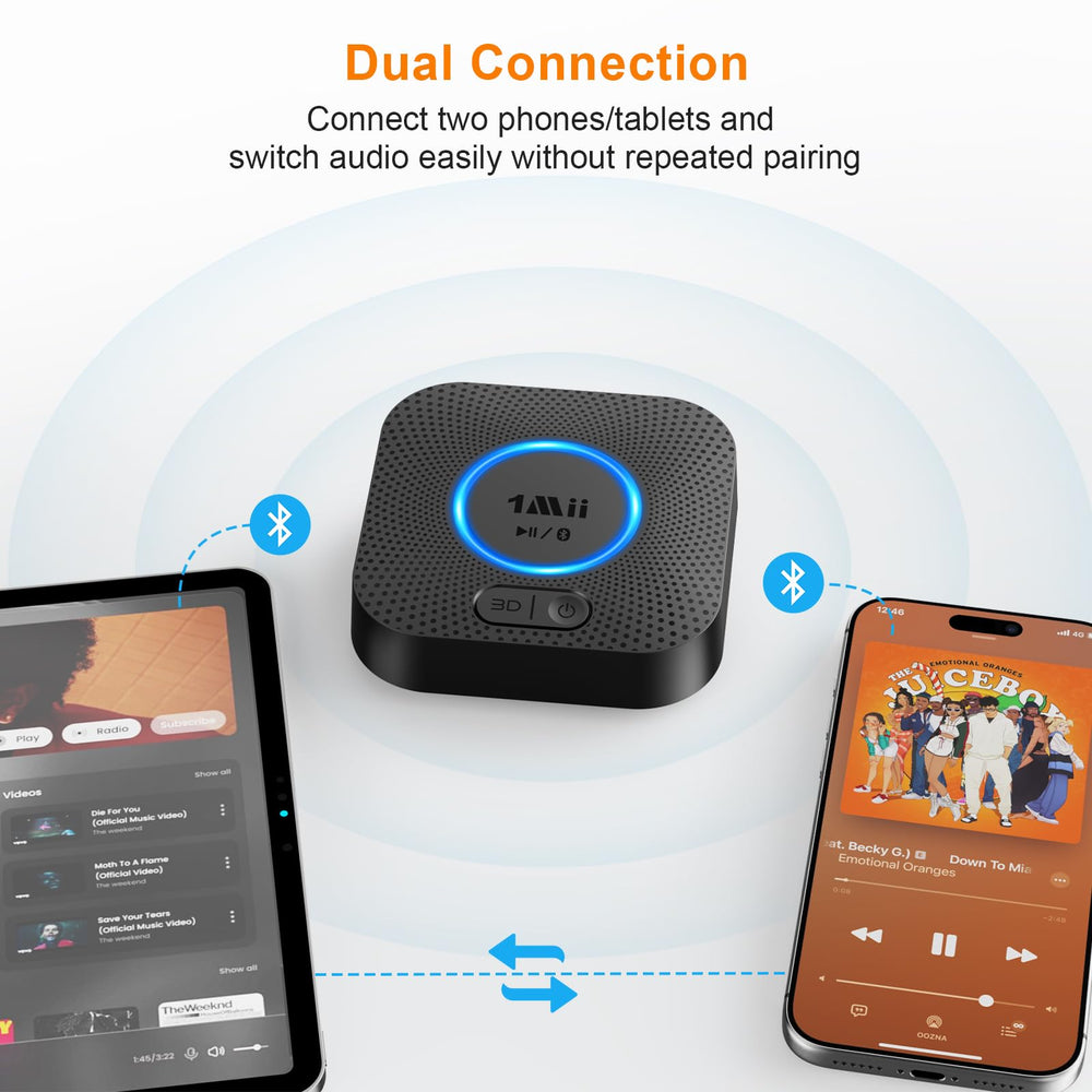 1Mii B06+ in a living room wired to speakers for whole-room playback