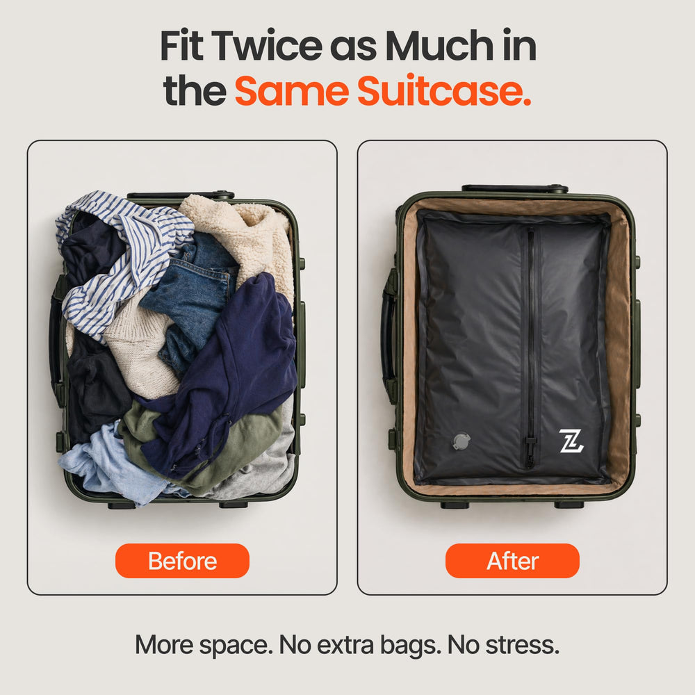 2packbag bag with contents overhead showing neat organization and dust barrier