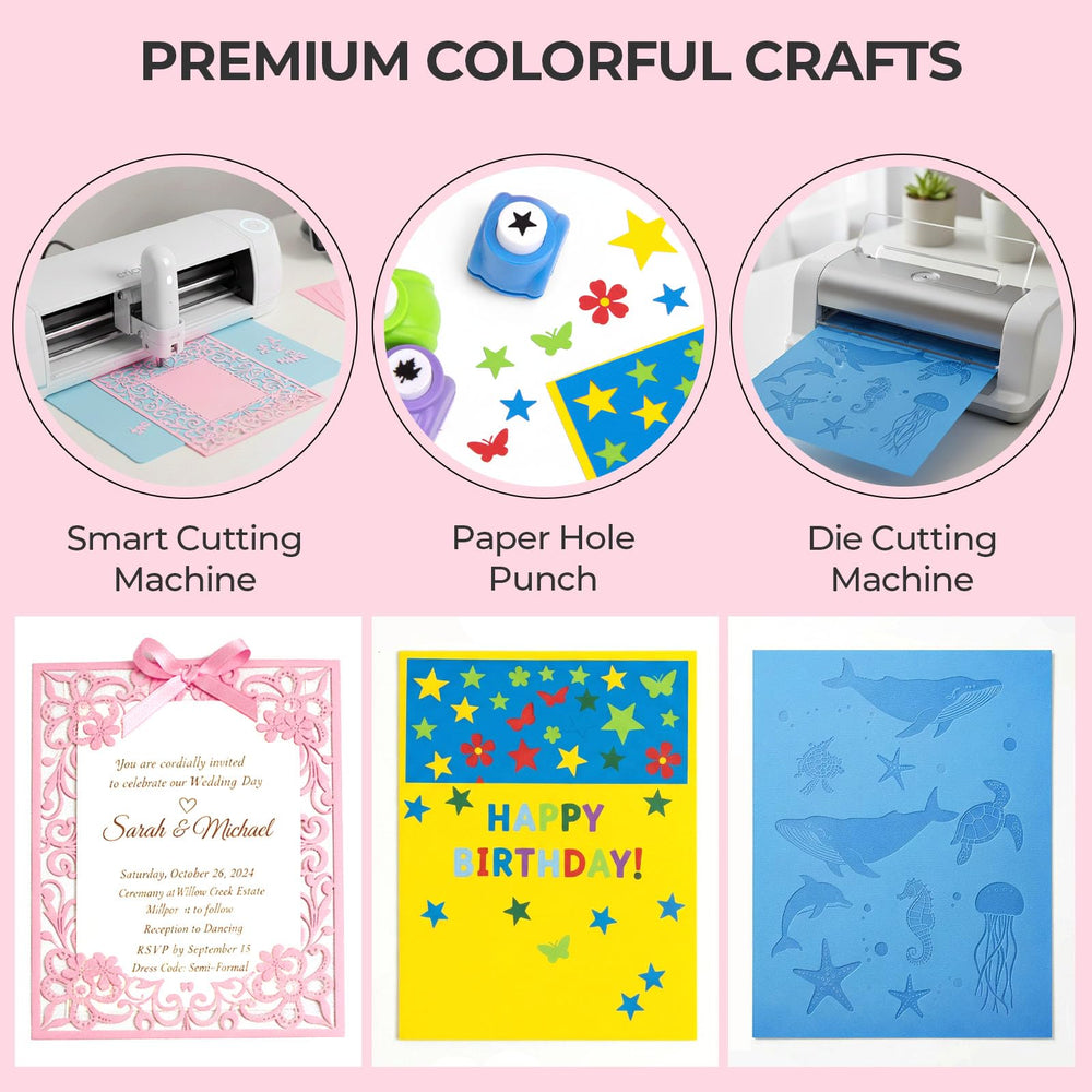 3 otters cut and folded cards demonstrating sturdy 65lb cardstock durability