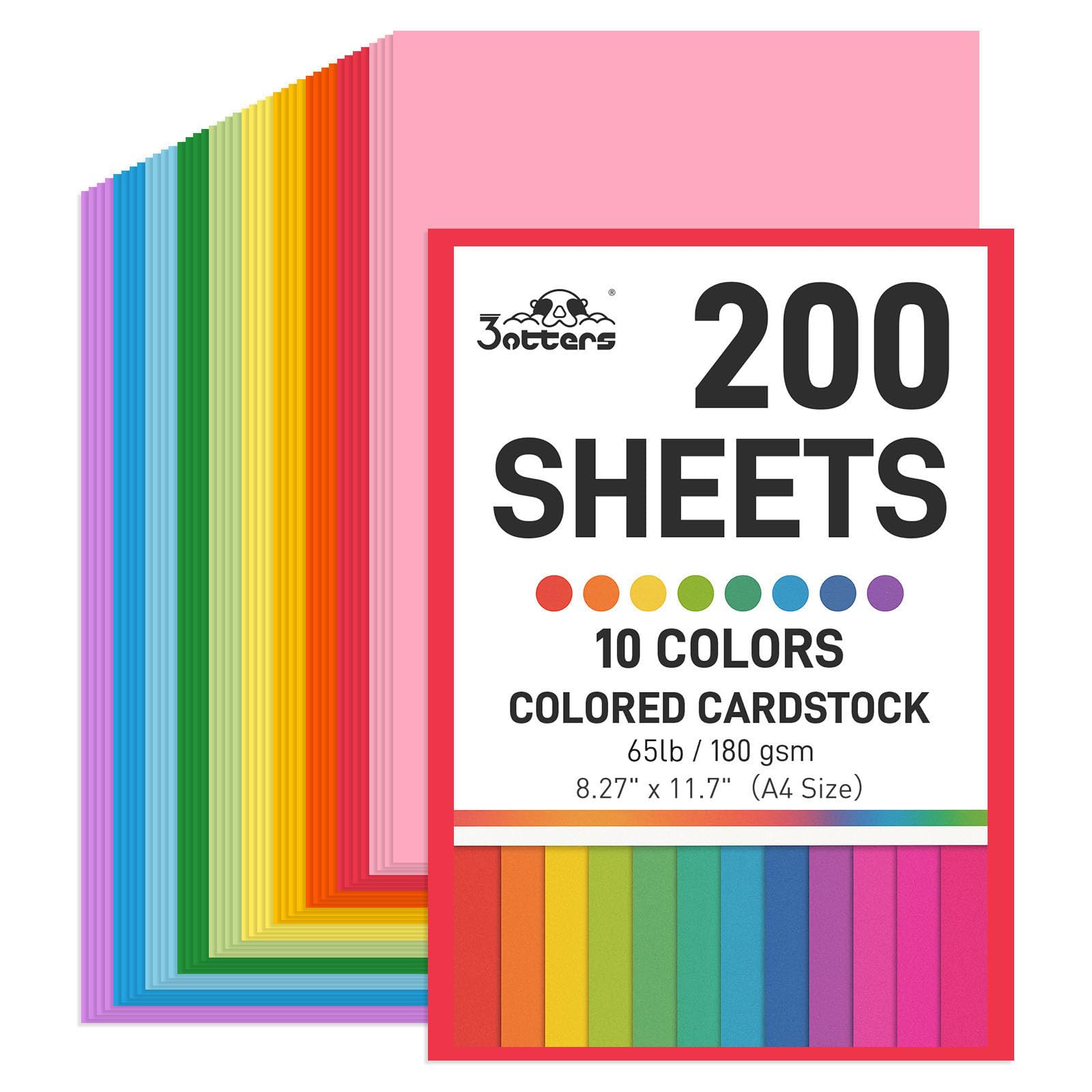 3 otters front packaging showing 200-sheet colorful cardstock for value