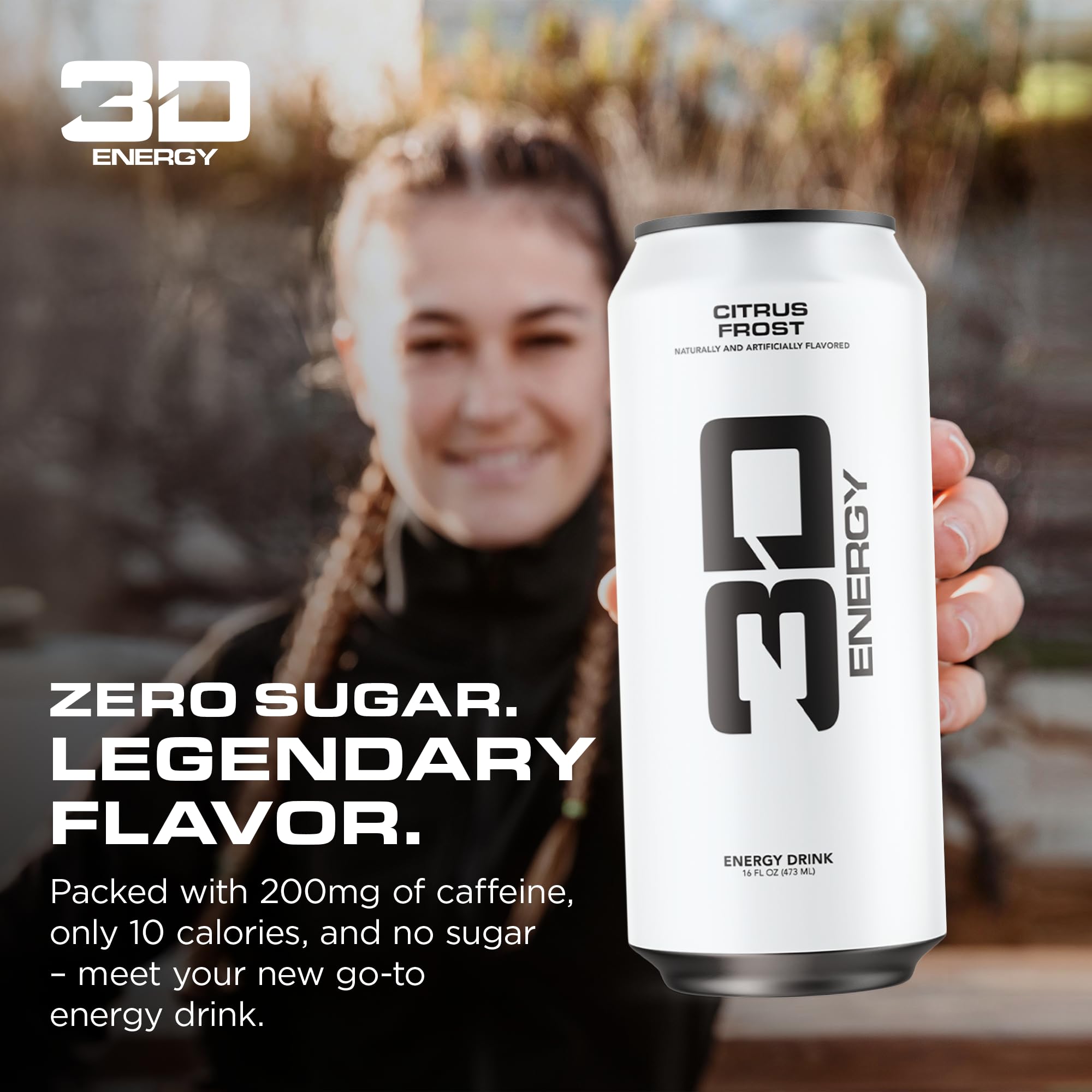 3D Citrus Frost side label close-up highlighting ingredients and sugar-free claim for clarity
