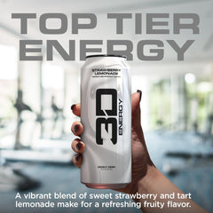 3D Strawberry Lemonade open can top view showing easy-open and carbonation benefit