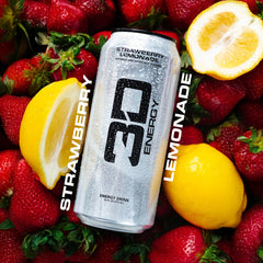 3D Strawberry Lemonade poured into glass demonstrating refreshing, low-calorie taste