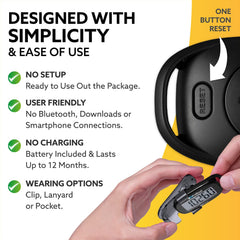 3DActive 3DFitBud clipped to a pocket demonstrating secure, hands-free step monitoring