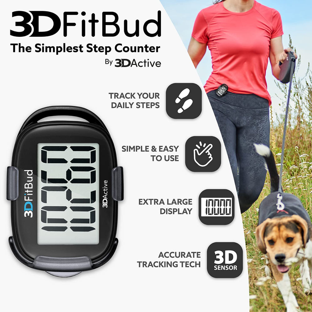 3DActive 3DFitBud large digital display close-up for quick, readable step counts