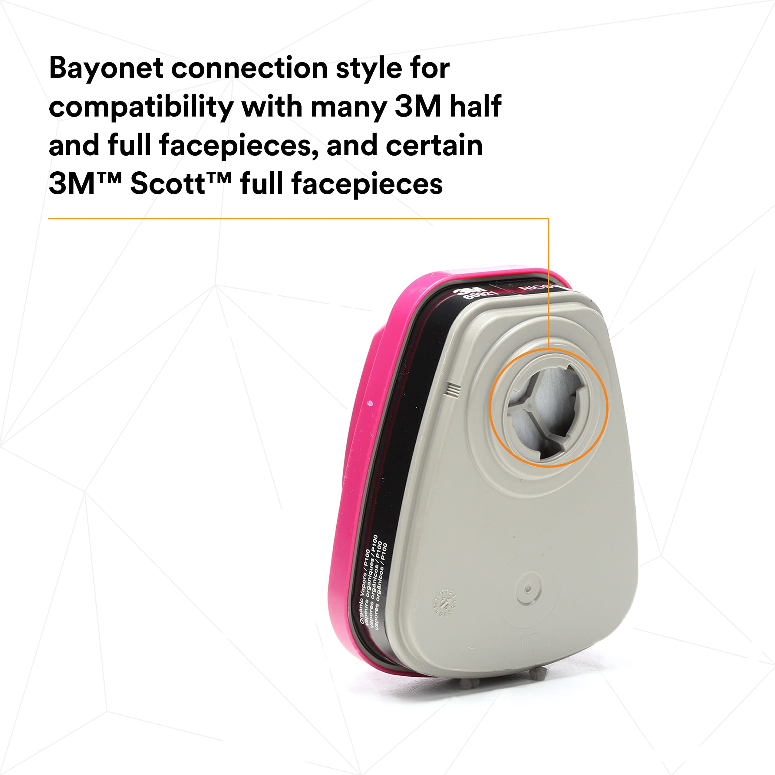 3M 60921 mounted on 3M 7000 facepiece demonstrating compatibility and stability