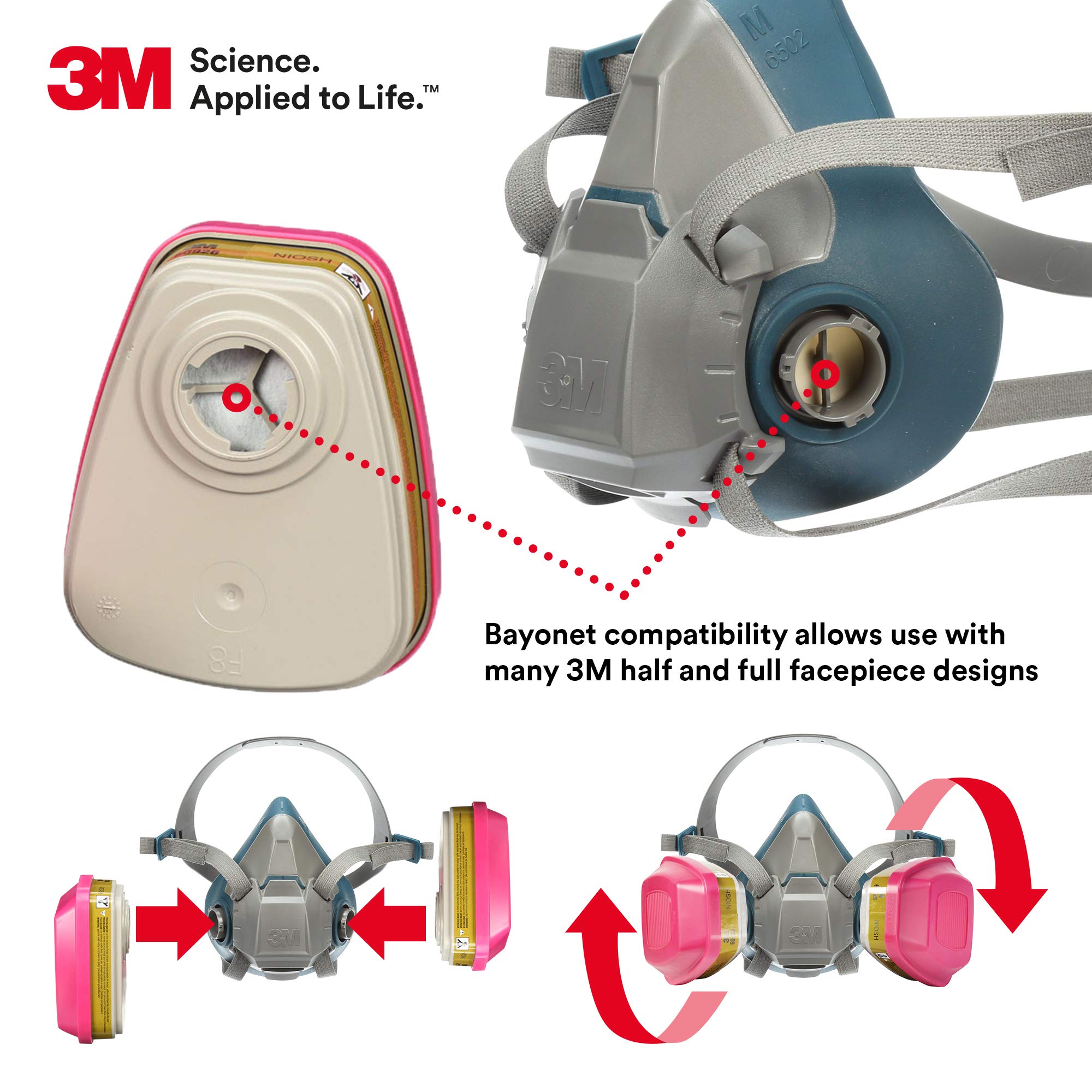 3M 60926 mounted on FF-400 full facepiece illustrating full-face protection fit