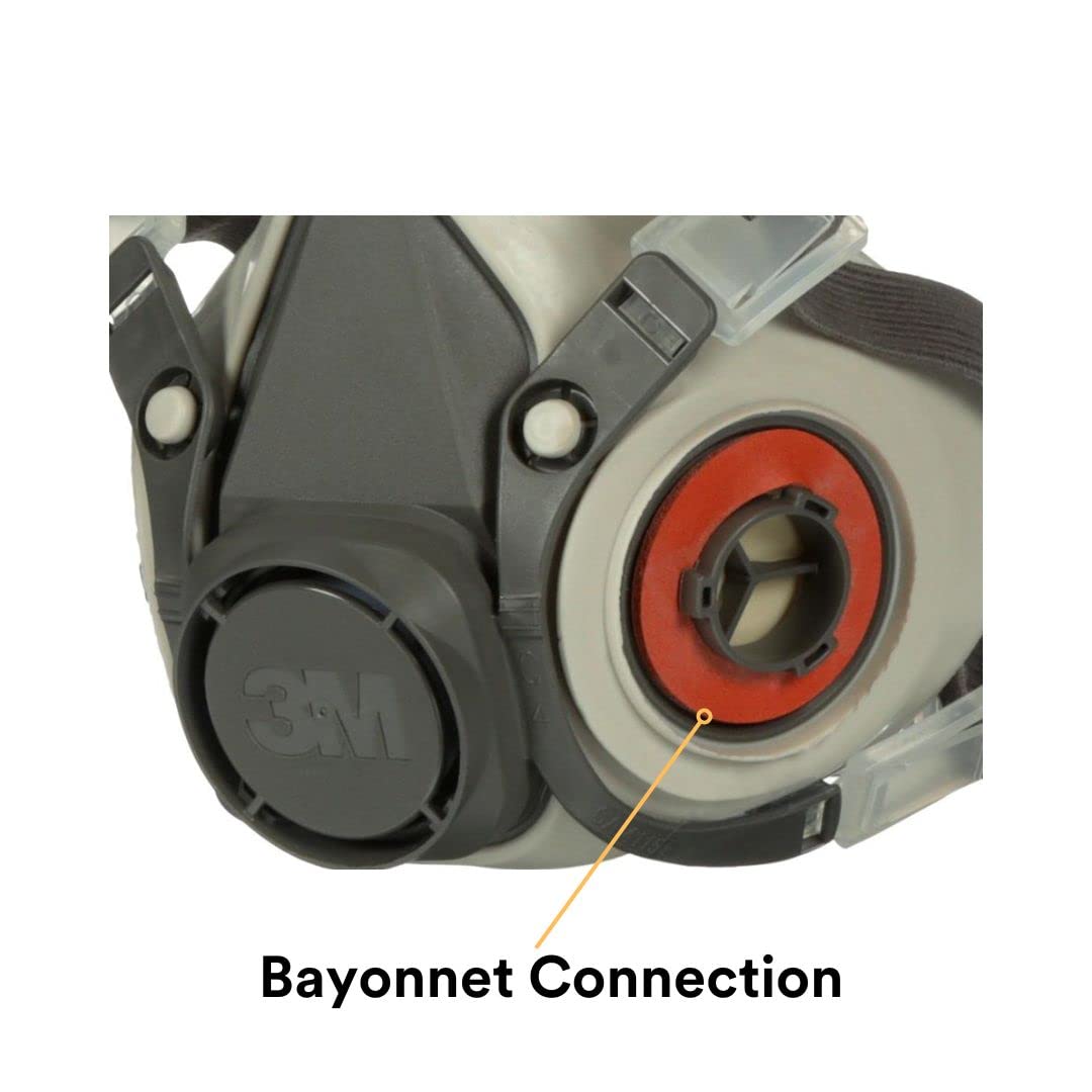 3M 6200 with filters attached demonstrating compatible cartridge options