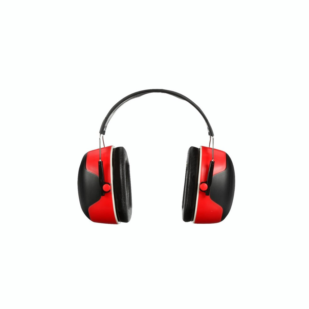 3M earmuff worn with safety glasses showing compatibility and maintained seal